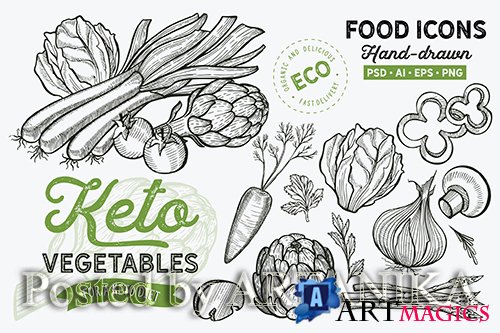 Keto Vegetables Hand-Drawn Graphic