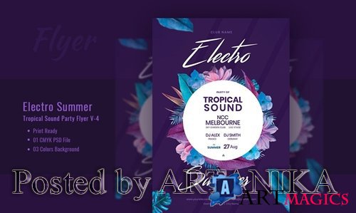 Electro Summer and Tropical Sound PSD Flyer Template V-4