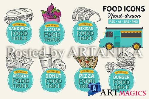Food Truck Hand-Drawn Graphic
