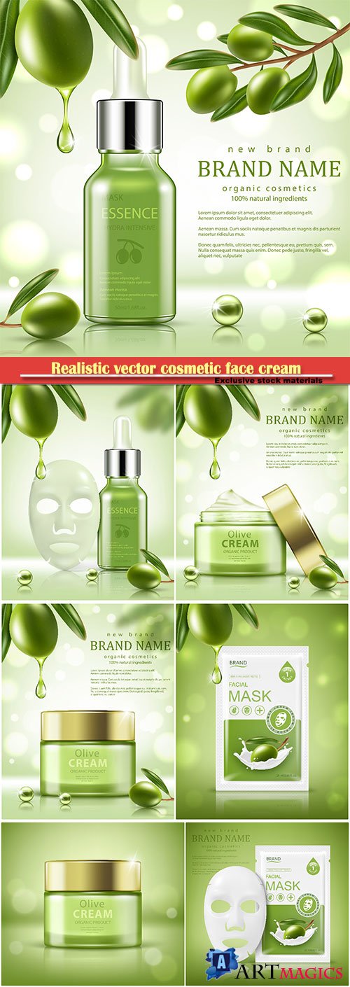Realistic vector cosmetic face cream, body, advertising for sales