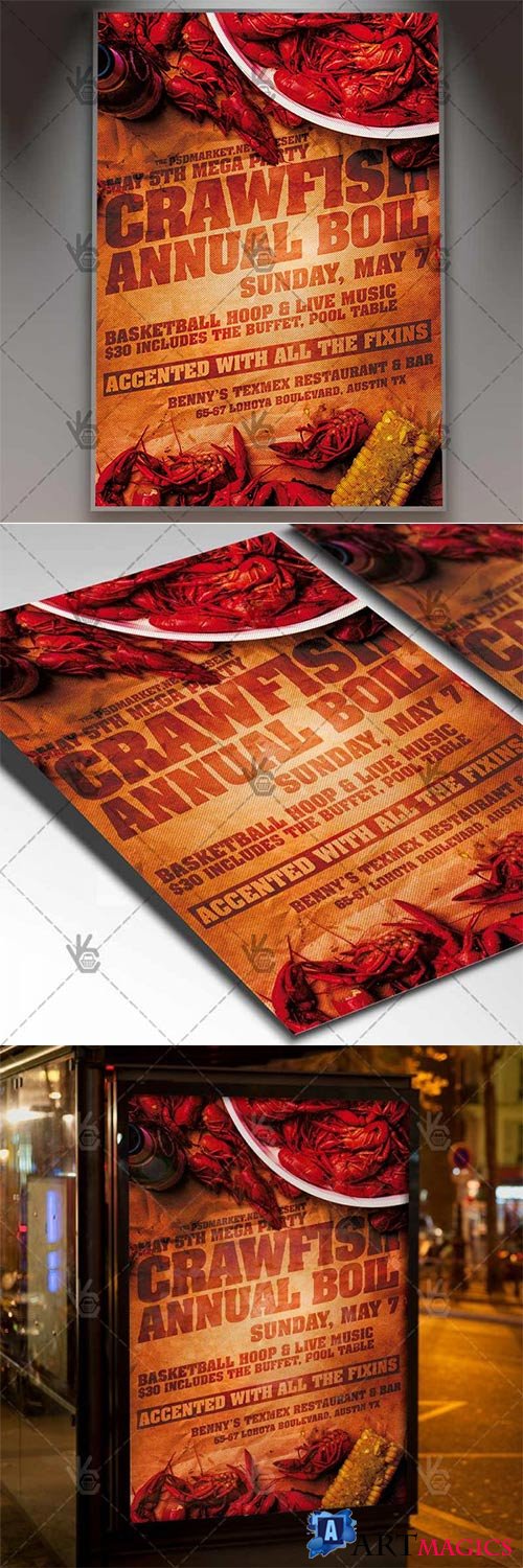 Crawfish Boil Flyer  Business PSD Template