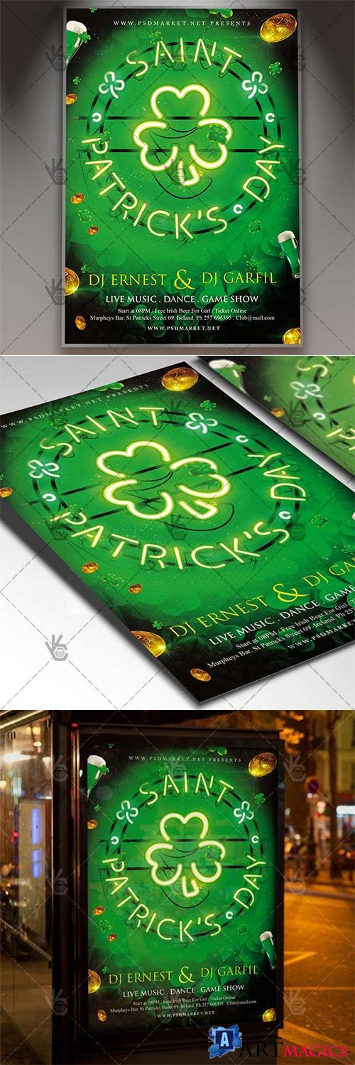 St Patricks Day Event  Club Flyer PSD Template