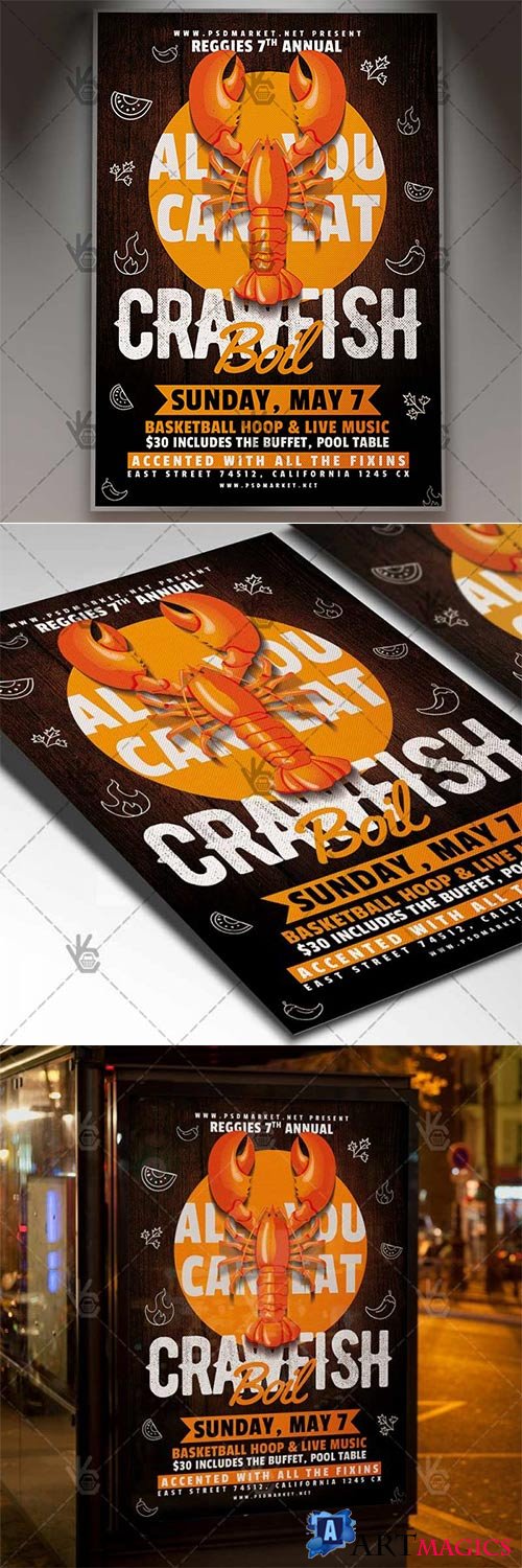 Crawfish Flyer  Business PSD Template
