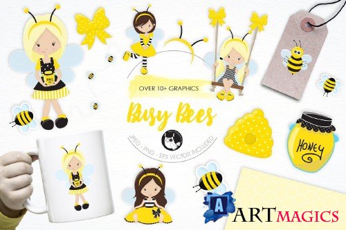 Busy Bees illustration pack - 1434101