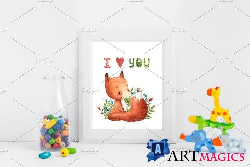 Cute Fox - Watercolor Clip Art Set - 2438309
