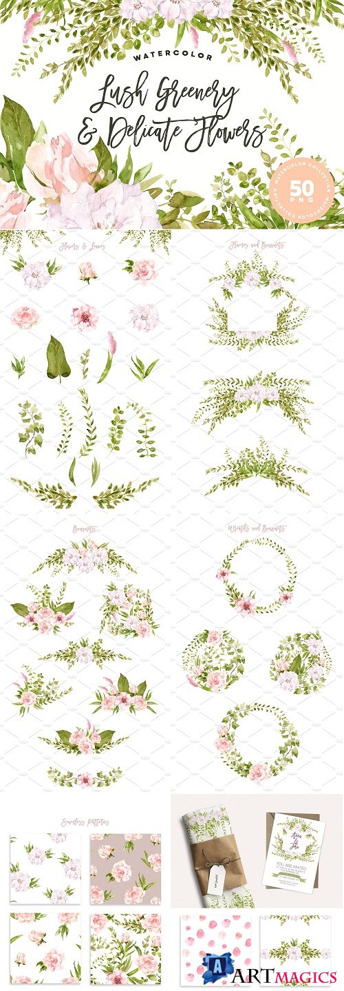 Lush Greenery & Delicate Flowers 1848103