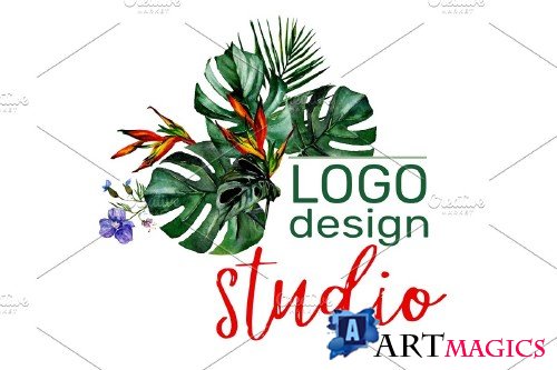 LOGO in tropical style Watercolor - 3744929