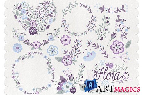 Flora 01 Purple & Light Blue