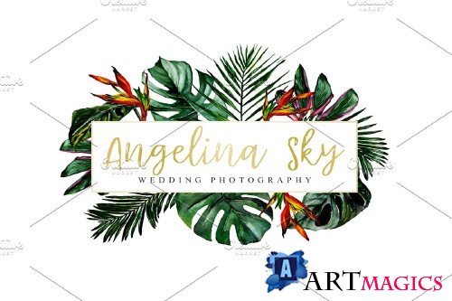 LOGO in tropical style Watercolor - 3744929