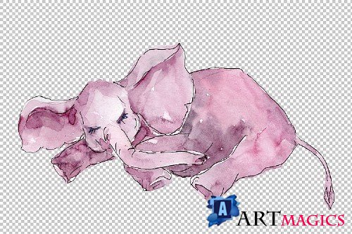 Baby elephant for baby shower cards Watercolor png - 253440