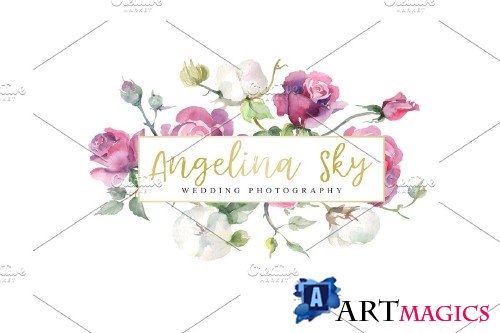 LOGO with pink roses and cotton - 3744947
