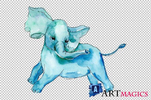 Baby elephant for baby shower cards Watercolor png - 253440