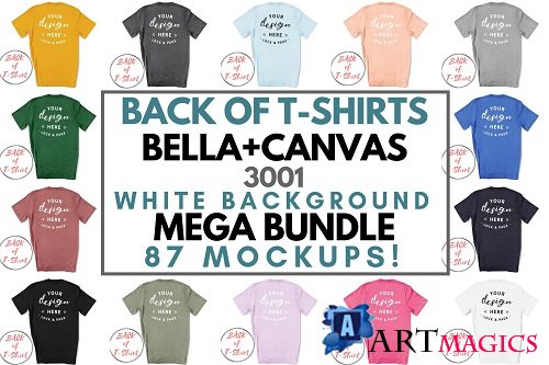 Back Of T-Shirt BC3001 Mockup Bundle - 3369168