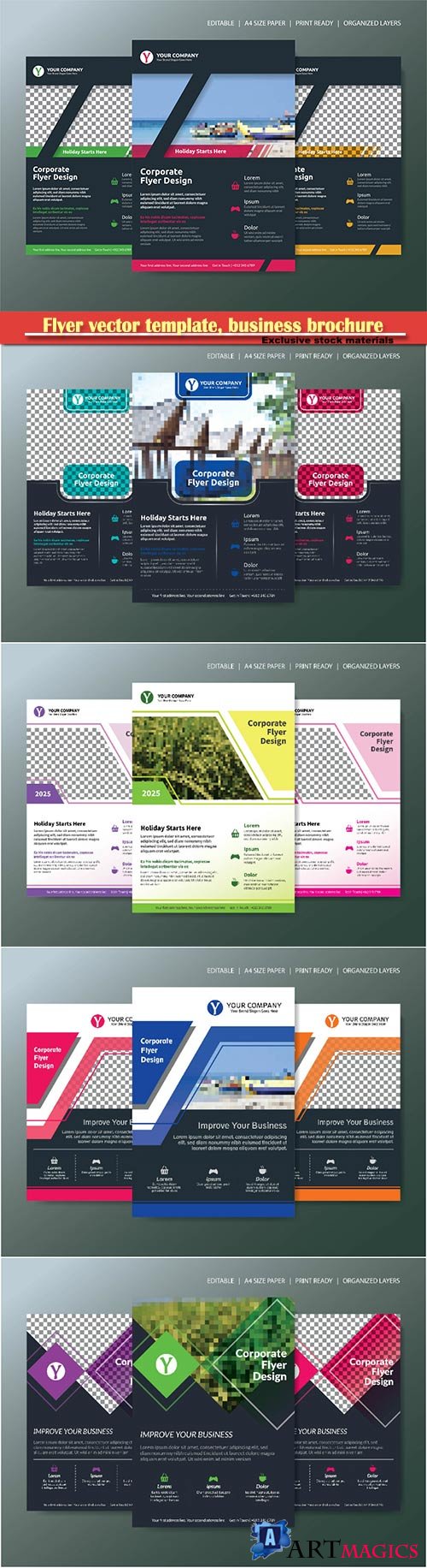 Flyer vector template, business brochure, magazine cover # 29