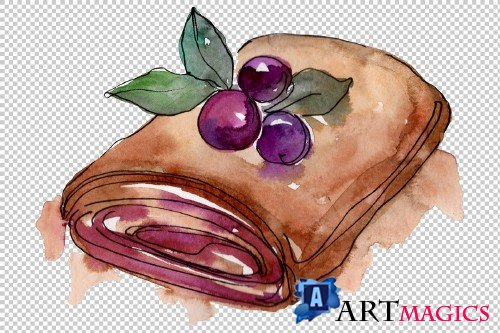Dessert berry joy watercolor png - 3746105
