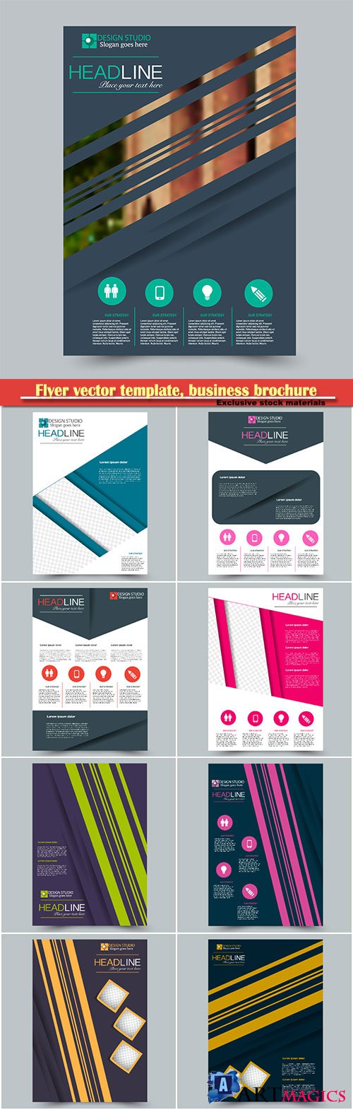 Flyer vector template, business brochure, magazine cover # 38