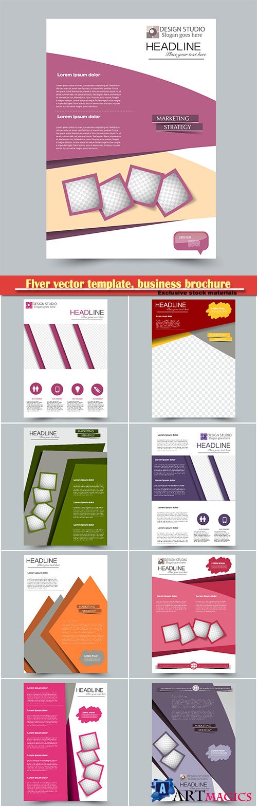 Flyer vector template, business brochure, magazine cover # 37