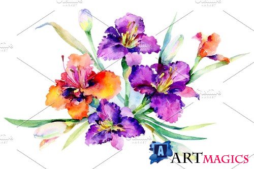 Bouquet Freesia watercolor png - 3755902