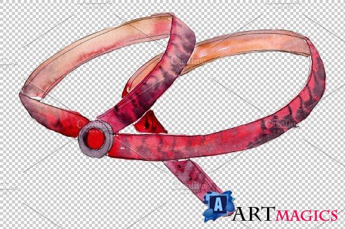 Chains, leather belts Watercolor png - 3752451