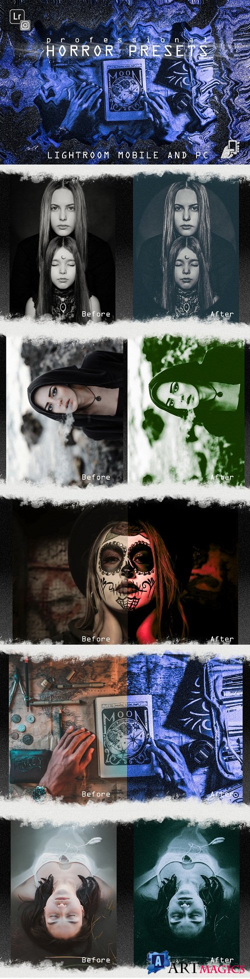 5 Horror presets lightroom mobile pc halloween black white - 255557