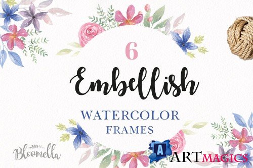 Embellish Watercolor Floral Borders - 3165344