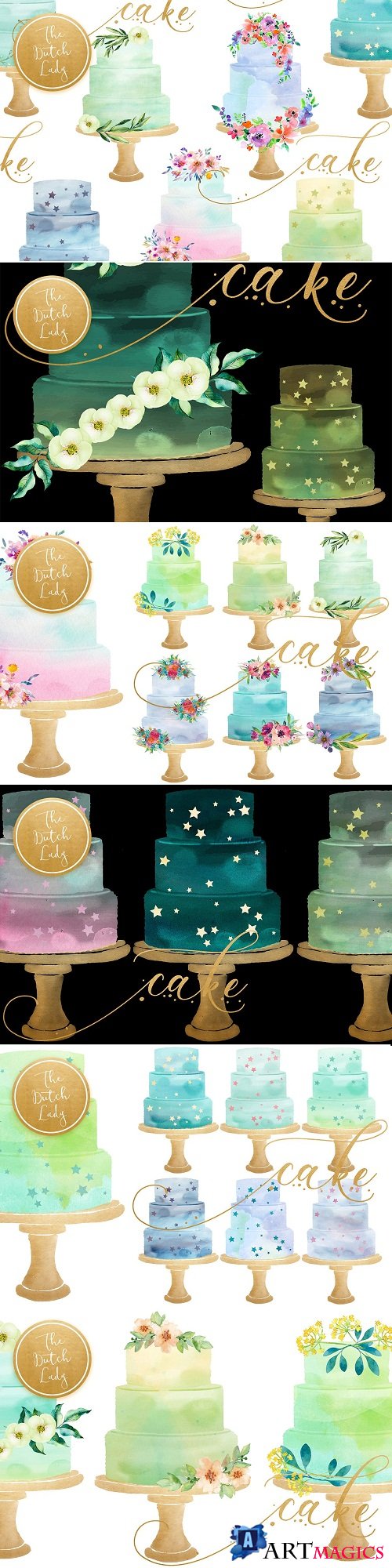 Watercolor Layered Cake Clipart - 2816518