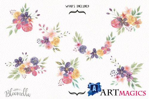 Festival Watercolor Clipart Bouquets - 2570739