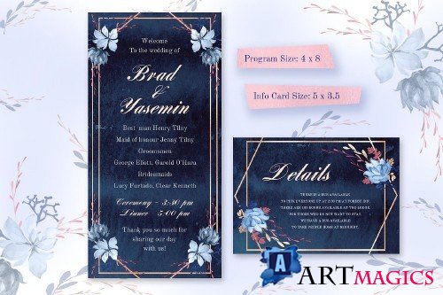 Navy Watercolor Wedding Invitations 3667903