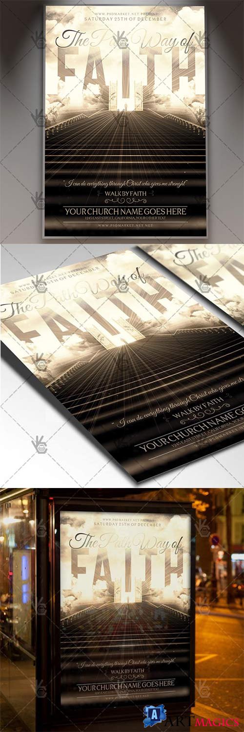 The Pathway of Faith  Church Flyer PSD Template