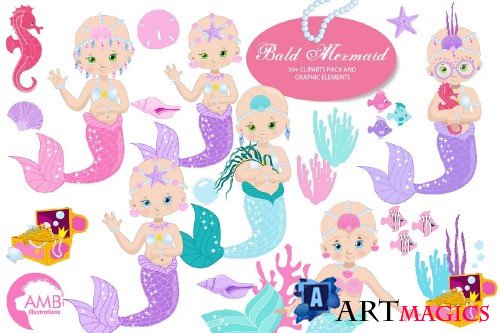 Bald Mermaids Clipart AMB-2173 - 256629