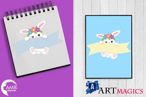 Floral Easter Bunny Clipart AMB-2192 - 256636
