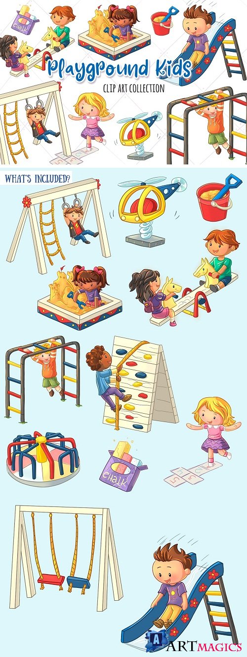 Playground Kids Clip Art Collection - 3760329