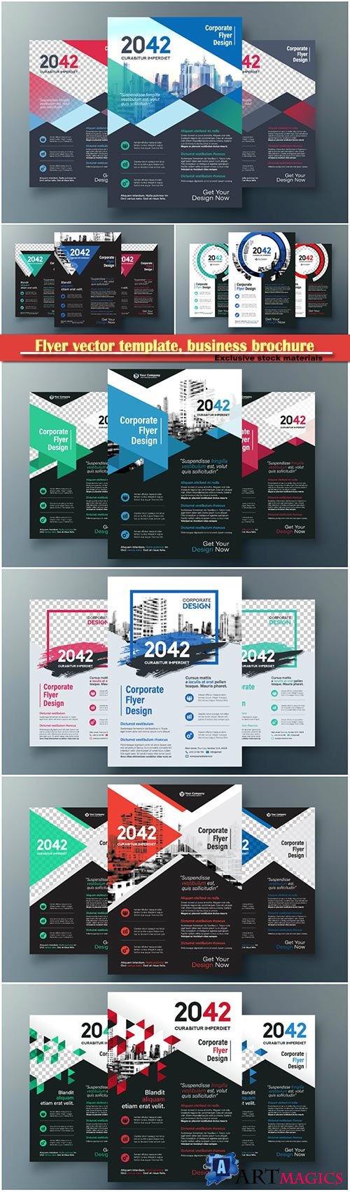 Flyer vector template, business brochure, magazine cover # 41