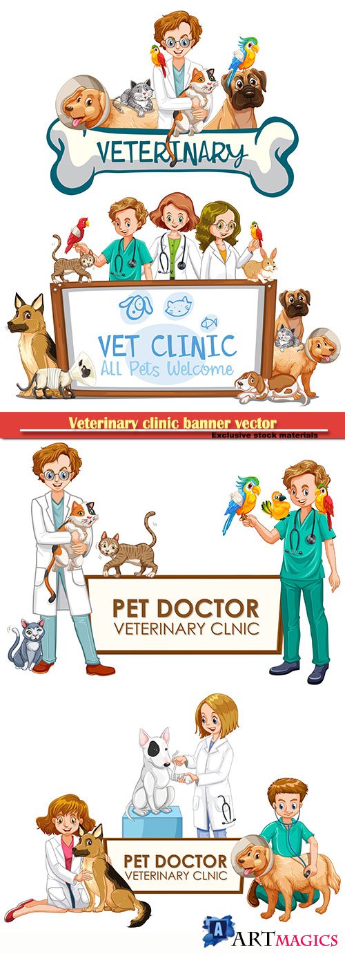 Veterinary clinic banner vector illustration