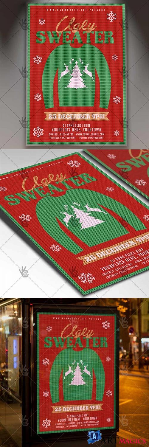 Ugly Sweater  Winter Flyer PSD Template