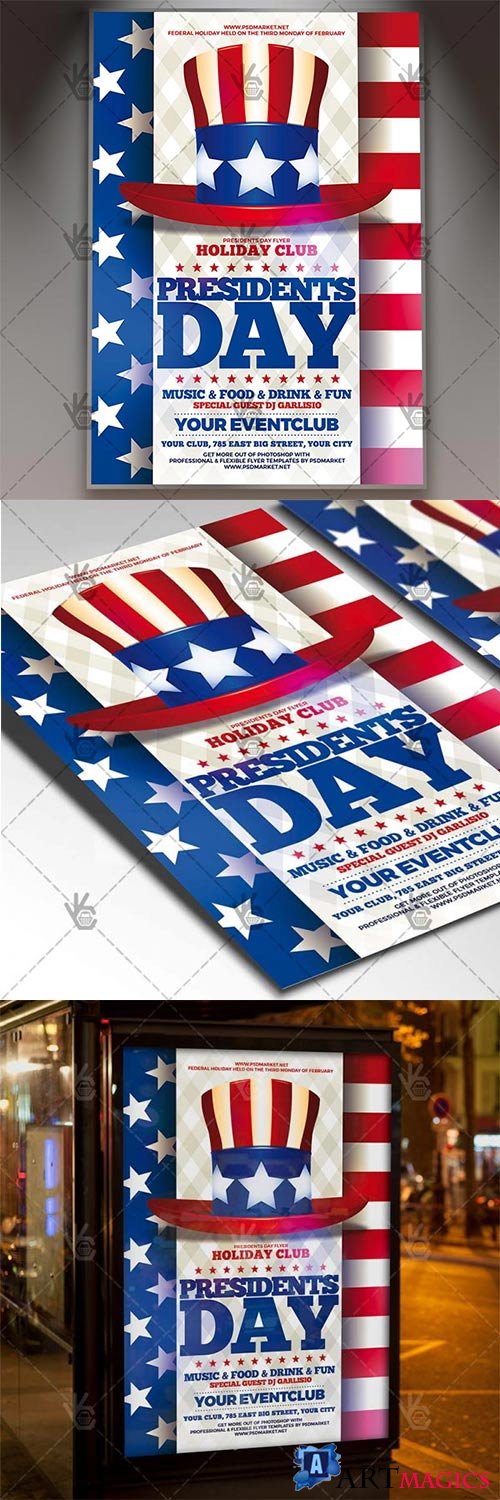 Presidents Day  American Flyer PSD Template