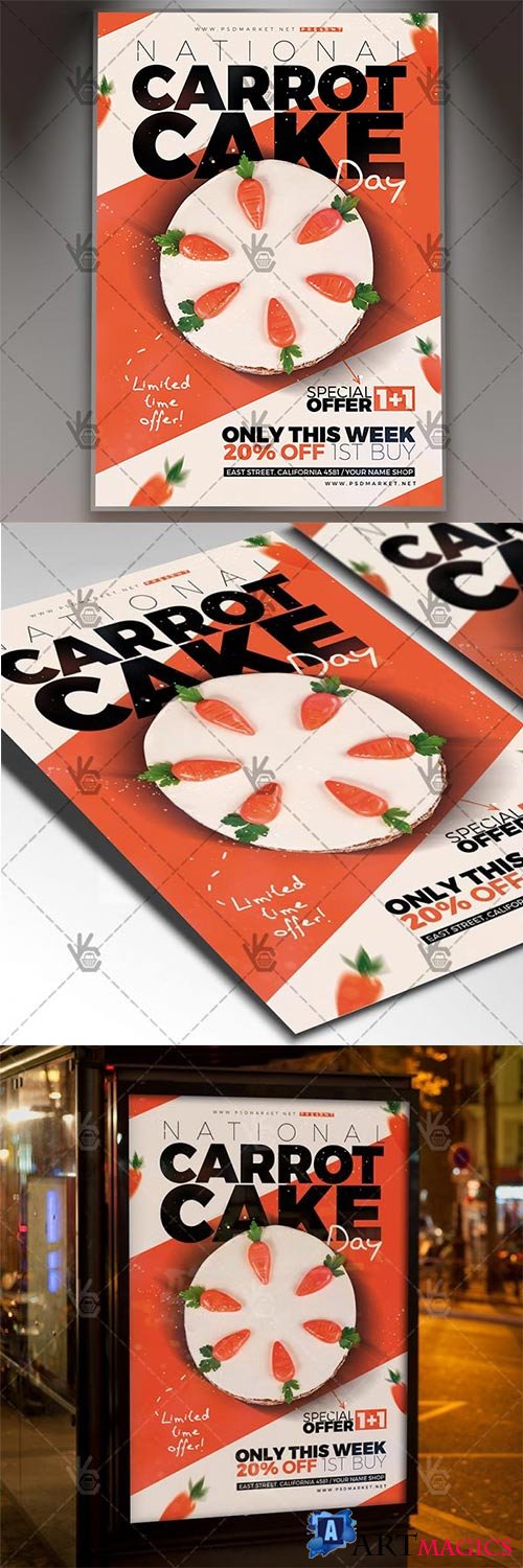 National Carrot Cake Day  American Flyer PSD Template