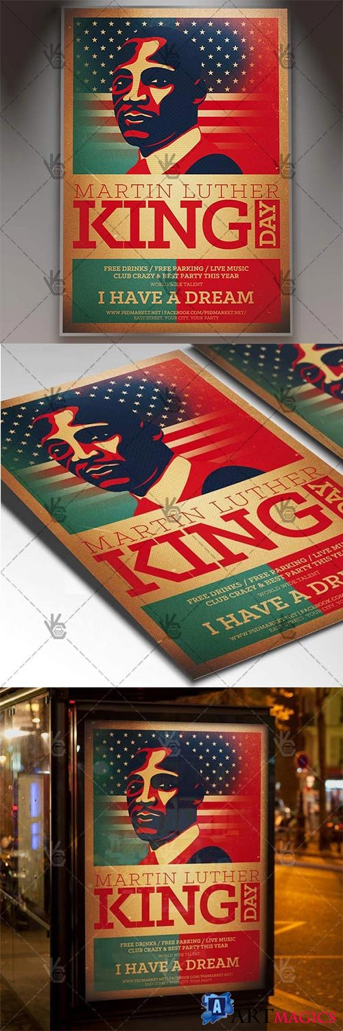 Martin Luther King Day  American Flyer PSD Template
