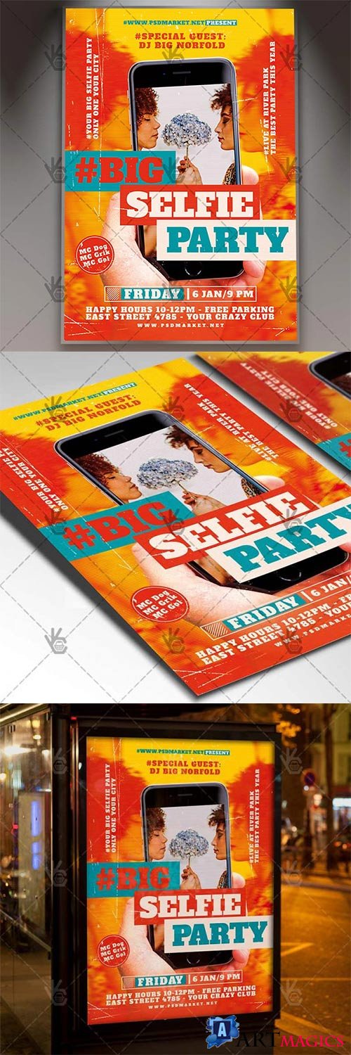Selfie Party  Club Flyer PSD Template