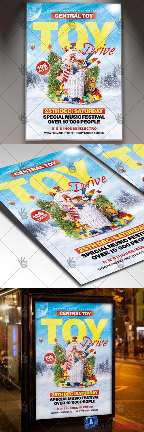 Toy Drive  Winter Flyer PSD Template