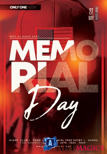 MEMORIAL DAY CLUB FLYER  PSD TEMPLATE