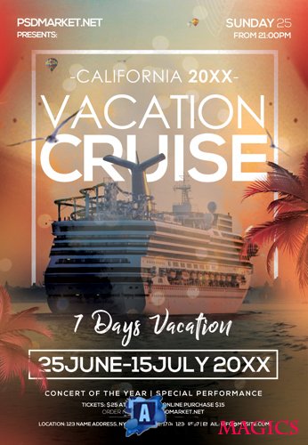 CRUISE VACATION FLYER  PSD TEMPLATE
