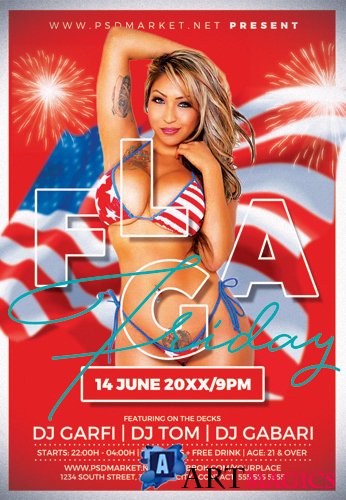 FLAG DAY FLYER  PSD TEMPLATE