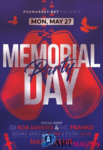 MEMORIAL DAY CLUB PARTY FLYER  PSD TEMPLATE