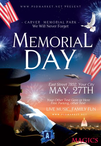 HAPPY MEMORIAL DAY FLYER  PSD TEMPLATE
