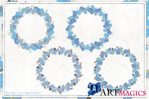 Cosmos 02 Wreaths - Blue Flower Clipart