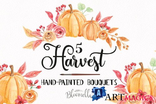 Pumpkin Clipart Bouquets Watercolor - 2644534