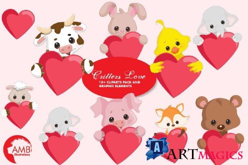 Critters Love Clipart AMB-2152 - 256625