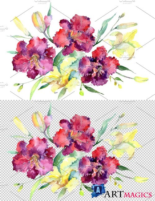 Bouquet Happy Watercolor png - 3788836