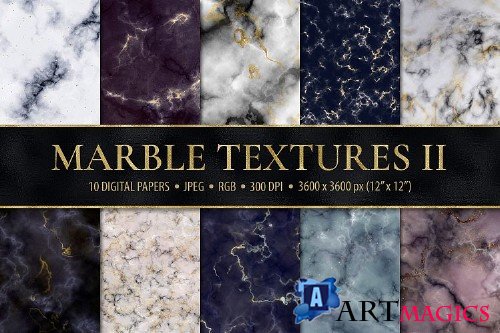Marble Digital Papers - 10 Veined Marble Textures - 237126